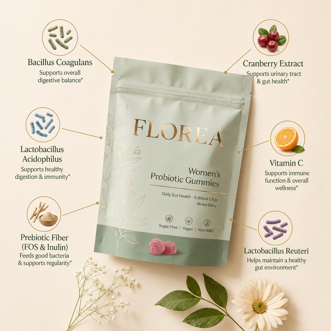 Florea Women's Daily Probiotic Gummies