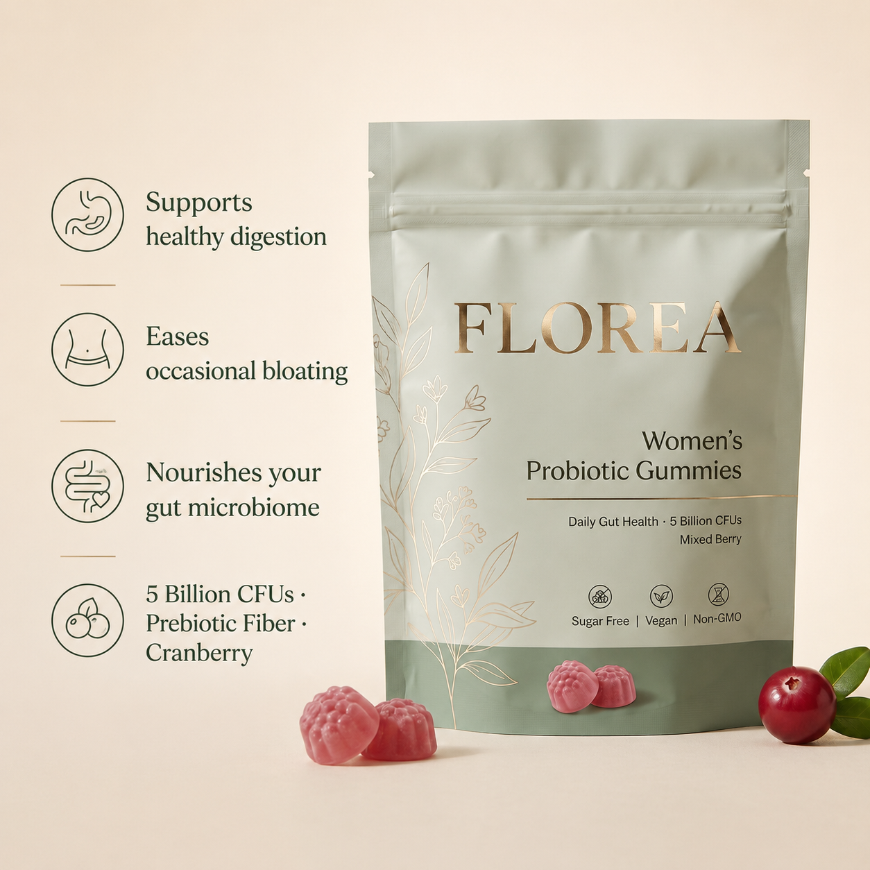 Florea Women's Daily Probiotic Gummies